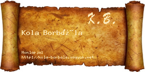 Kola Borbála névjegykártya
