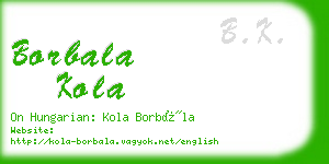 borbala kola business card